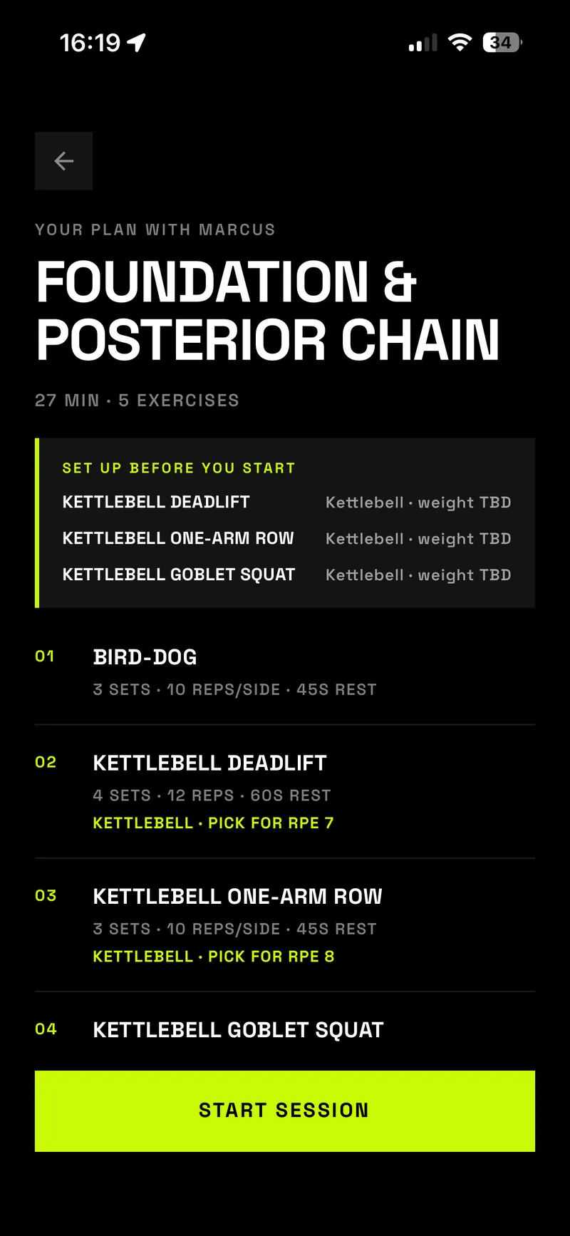 Aizy plan detail — Foundation and Posterior Chain session